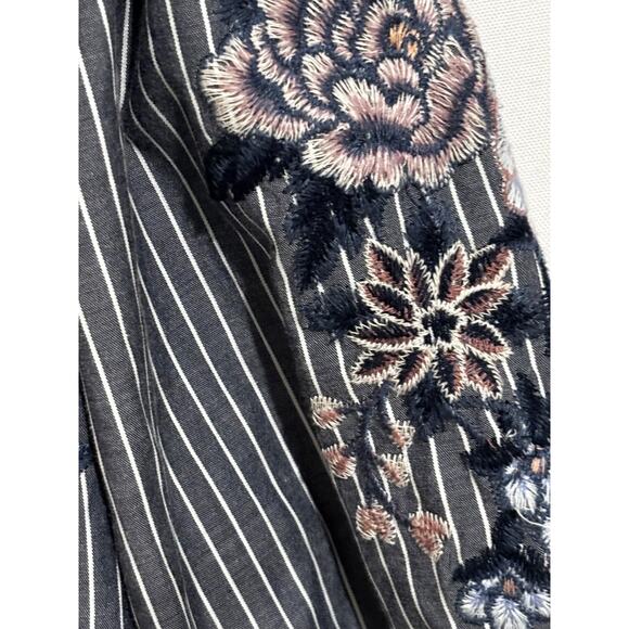 American Eagle embroidered stripe Loose Peasant Boho Coastal off shoulder top S - Picture 6 of 10